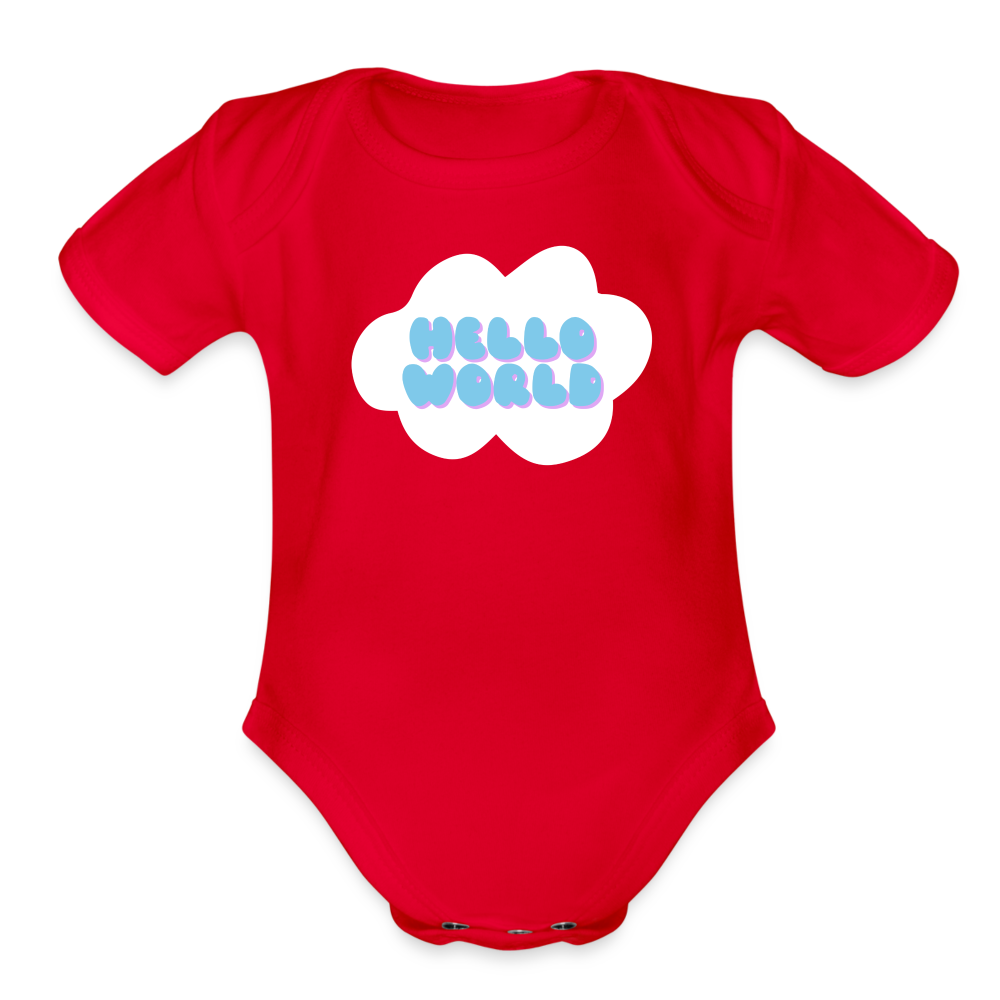 Hello World Organic Short Sleeve Baby Bodysuit - red
