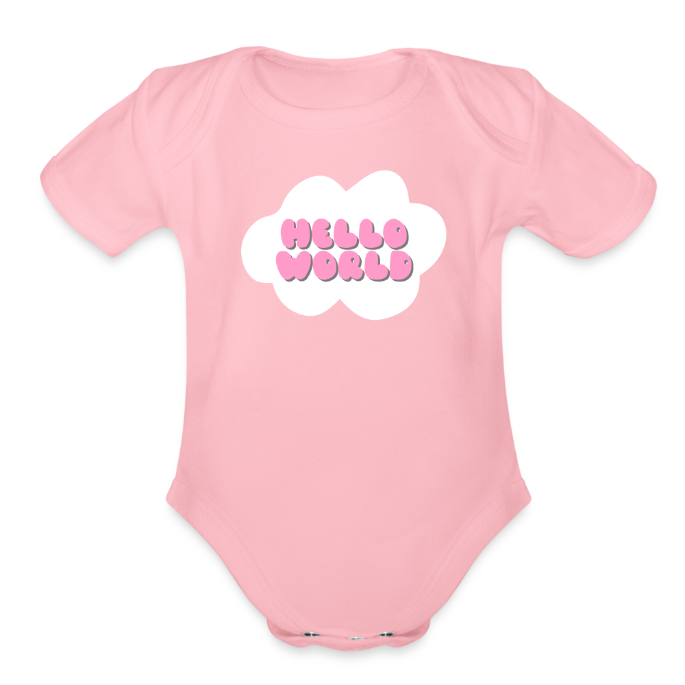 Hello World Organic Short Sleeve Baby Bodysuit - light pink