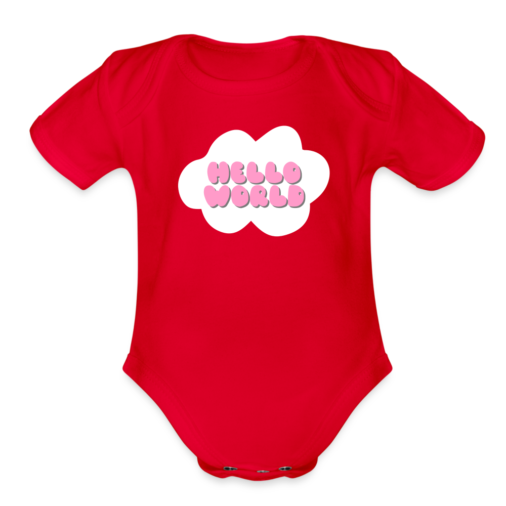 Hello World Organic Short Sleeve Baby Bodysuit - red