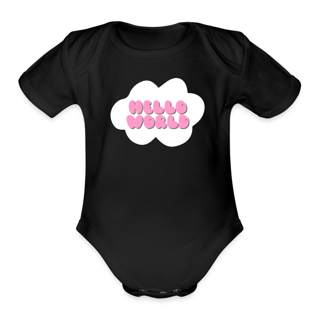 Hello World Organic Short Sleeve Baby Bodysuit - black