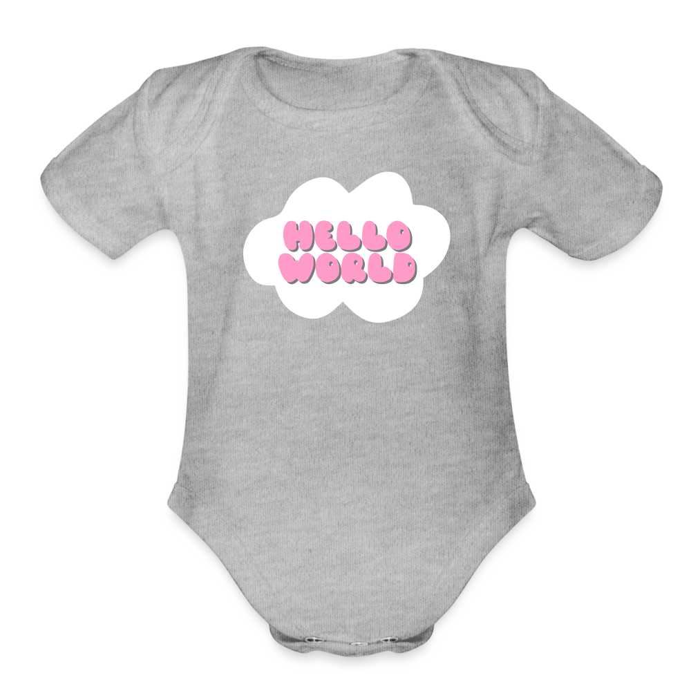 Hello World Organic Short Sleeve Baby Bodysuit - heather grey
