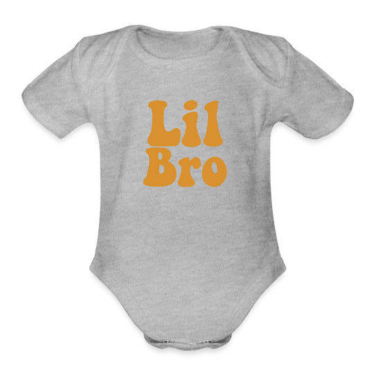 Lil Bro Organic Short Sleeve Baby Bodysuit - heather grey