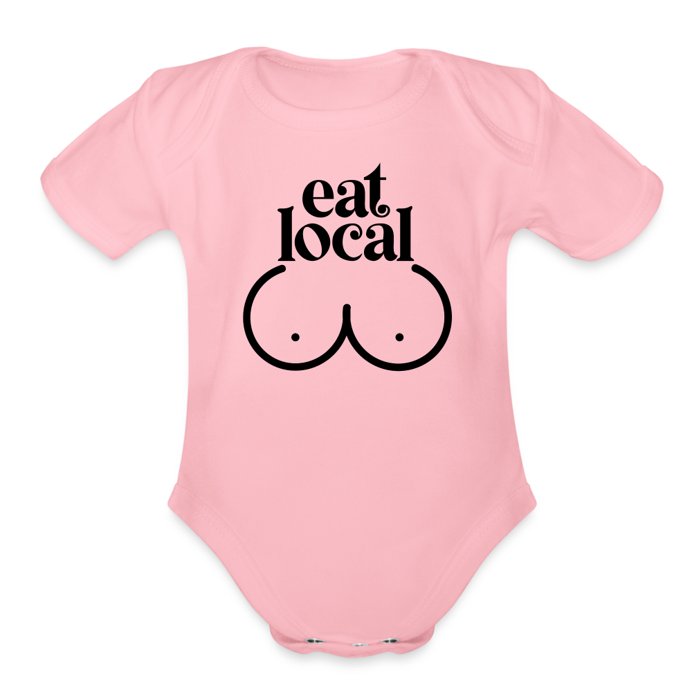 Eat Local Organic Short Sleeve Baby Bodysuit - light pink