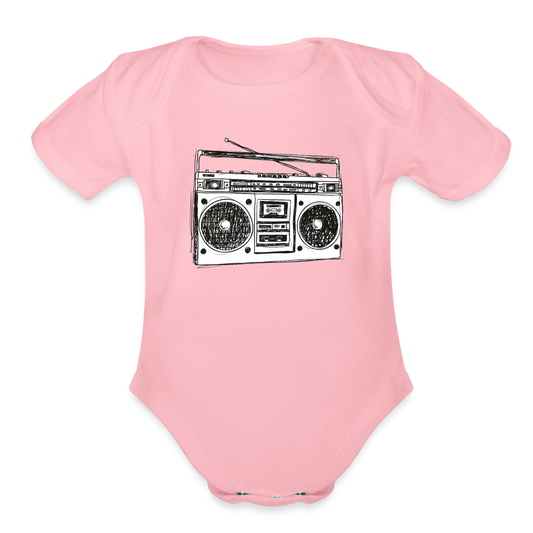 Vintage Boombox Organic Short Sleeve Baby Bodysuit - light pink
