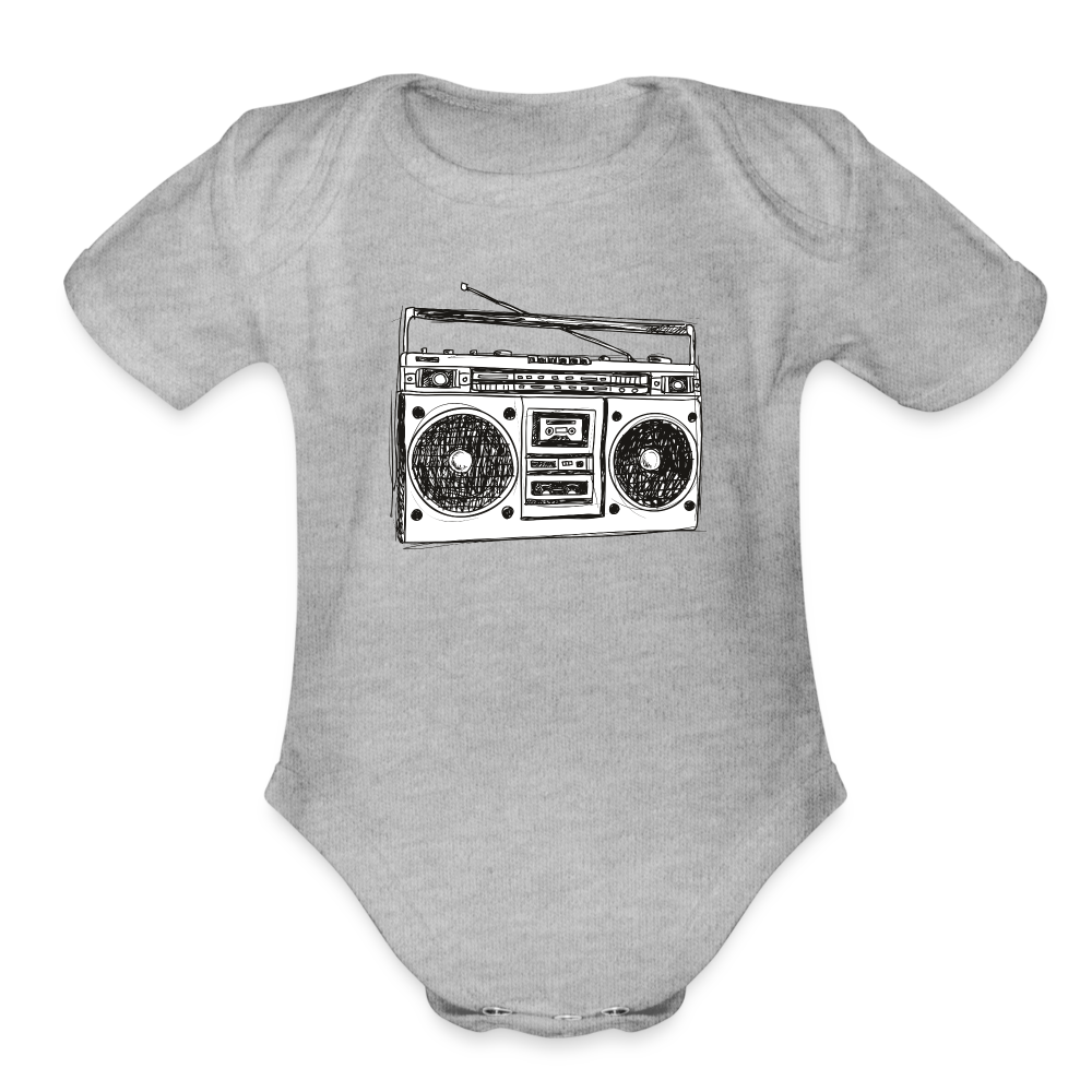 Vintage Boombox Organic Short Sleeve Baby Bodysuit - heather grey