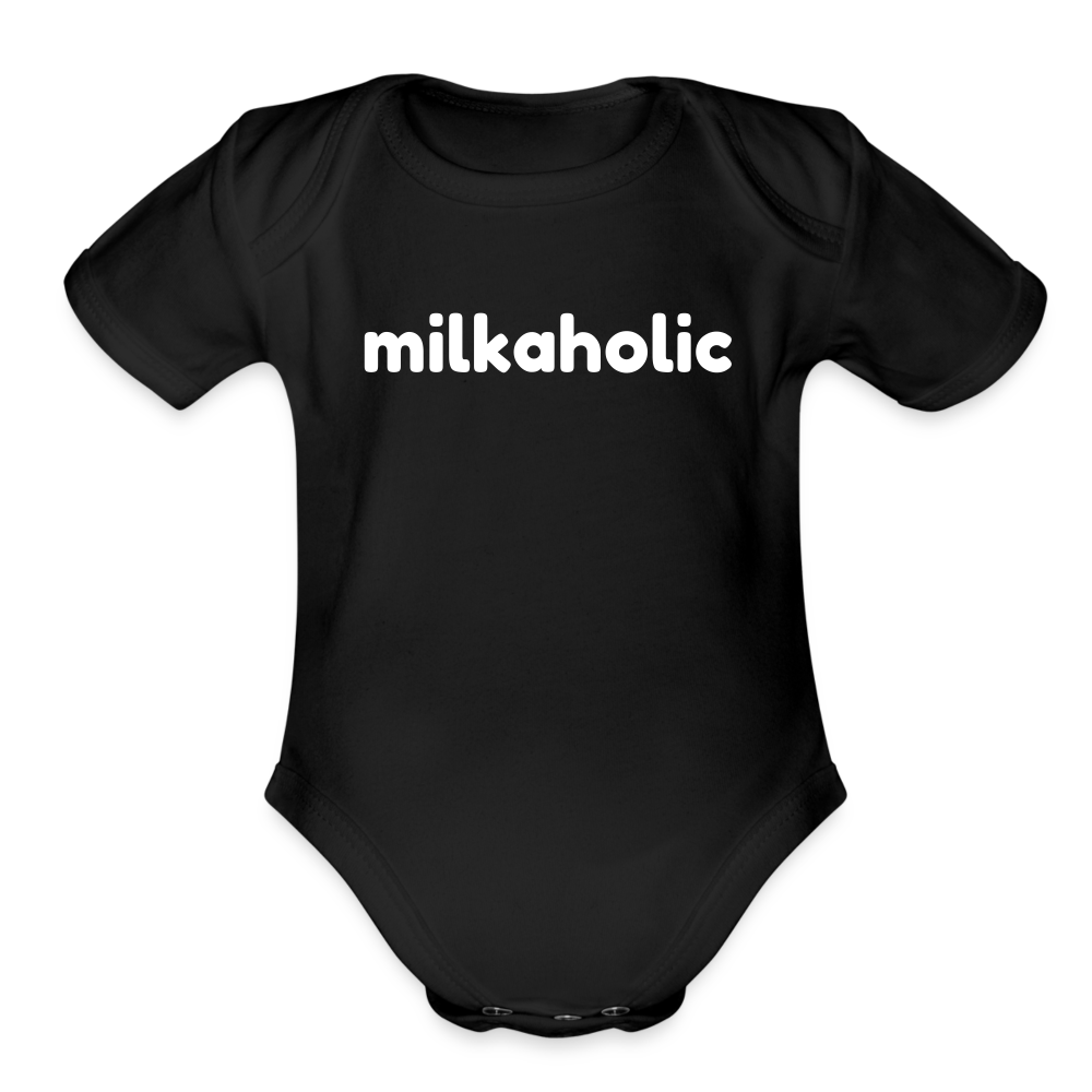 Milkaholic Organic Short Sleeve Baby Bodysuit - black