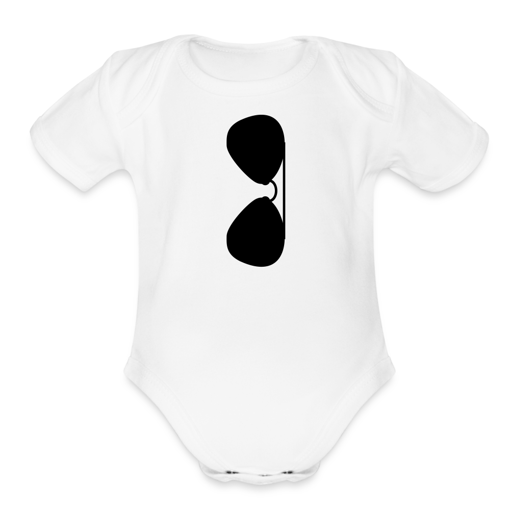 Sunglasses Organic Short Sleeve Baby Bodysuit - white