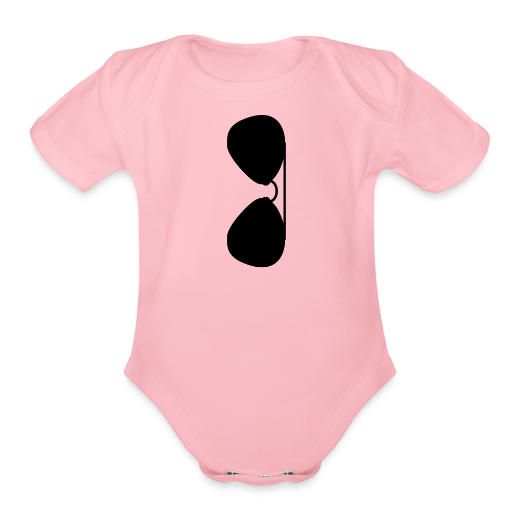 Sunglasses Organic Short Sleeve Baby Bodysuit - light pink