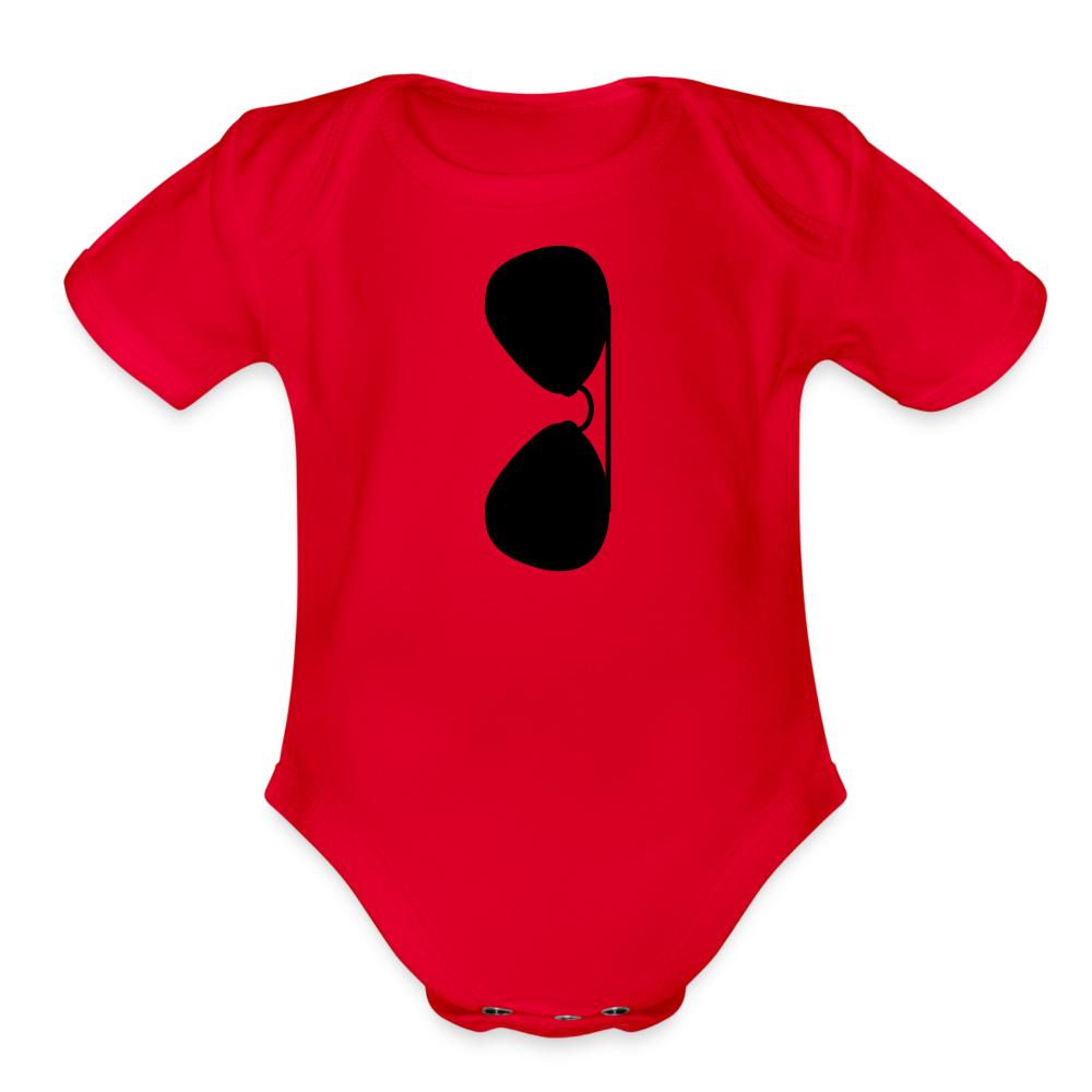 Sunglasses Organic Short Sleeve Baby Bodysuit - red