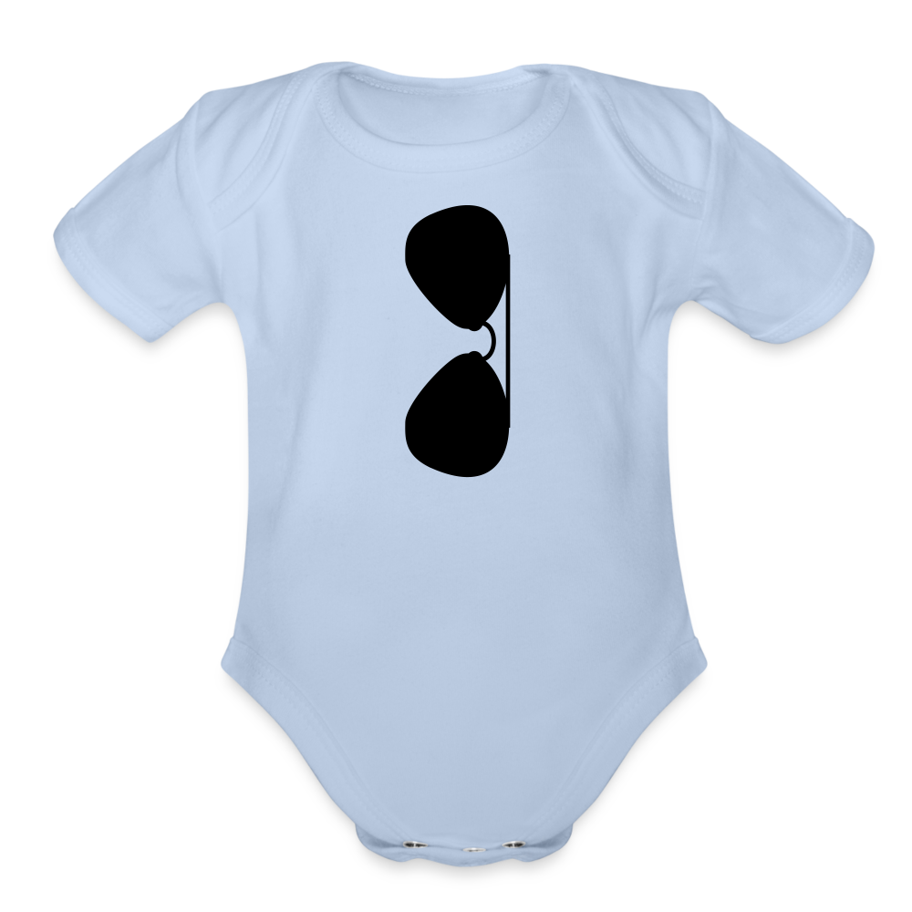 Sunglasses Organic Short Sleeve Baby Bodysuit - sky