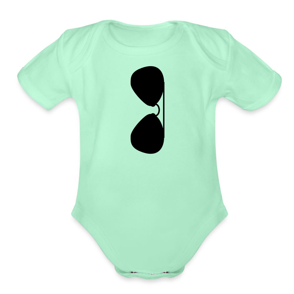 Sunglasses Organic Short Sleeve Baby Bodysuit - light mint