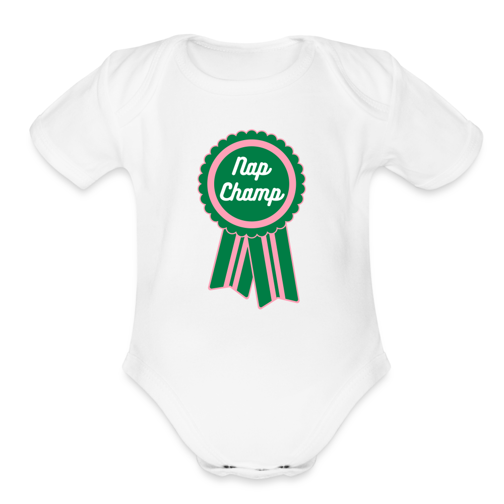 Nap Champ Organic Short Sleeve Baby Bodysuit - white