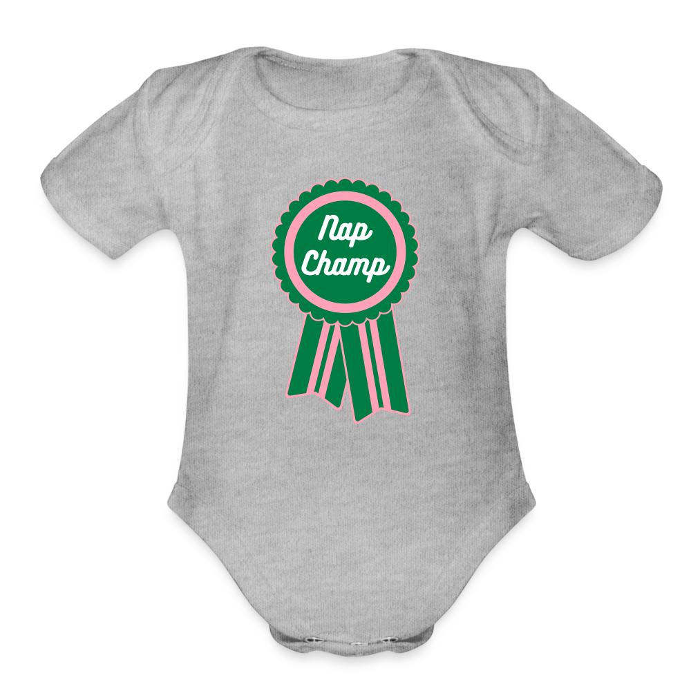 Nap Champ Organic Short Sleeve Baby Bodysuit - heather grey