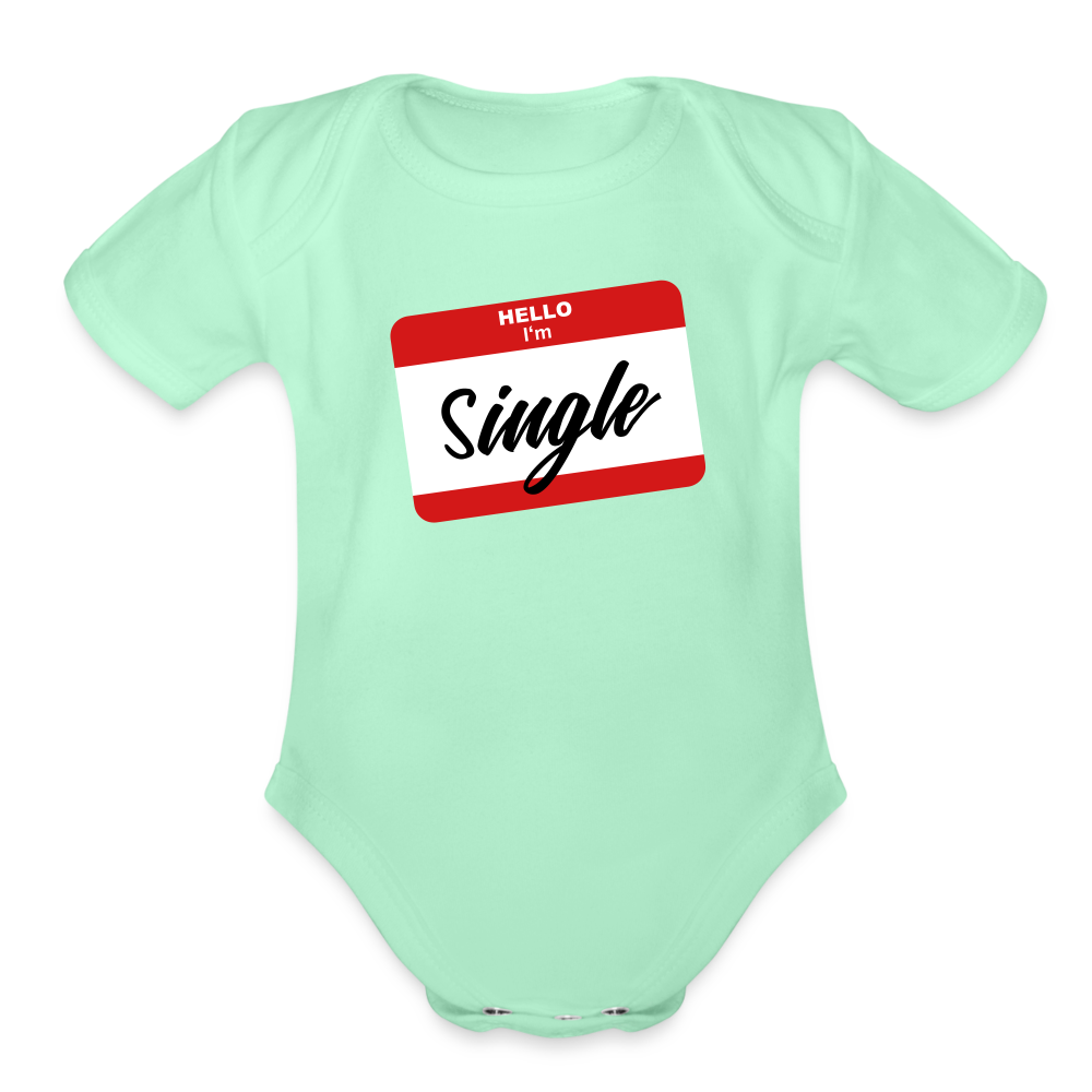 Organic Short Sleeve Baby Bodysuit - light mint