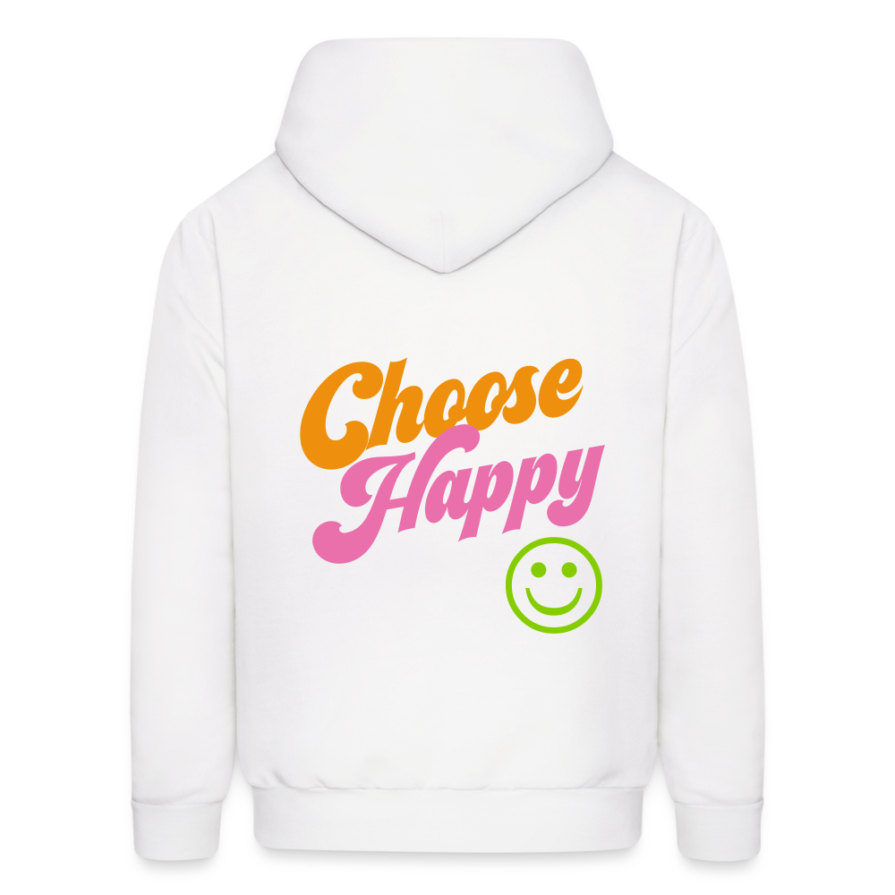 Choose Happy Men's Hoodie - white