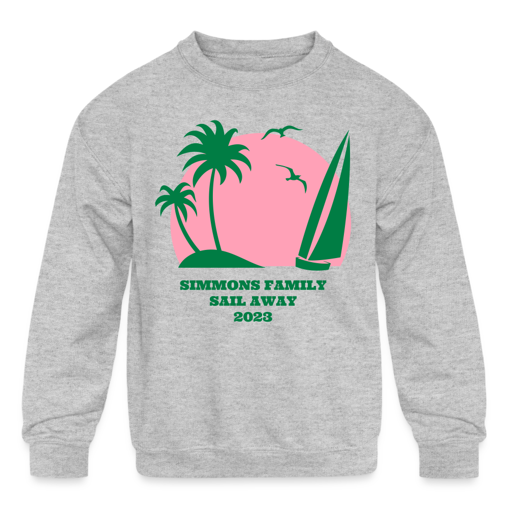 Simmons Family Sail Away Kids' Crewneck Sweatshirt - heather gray
