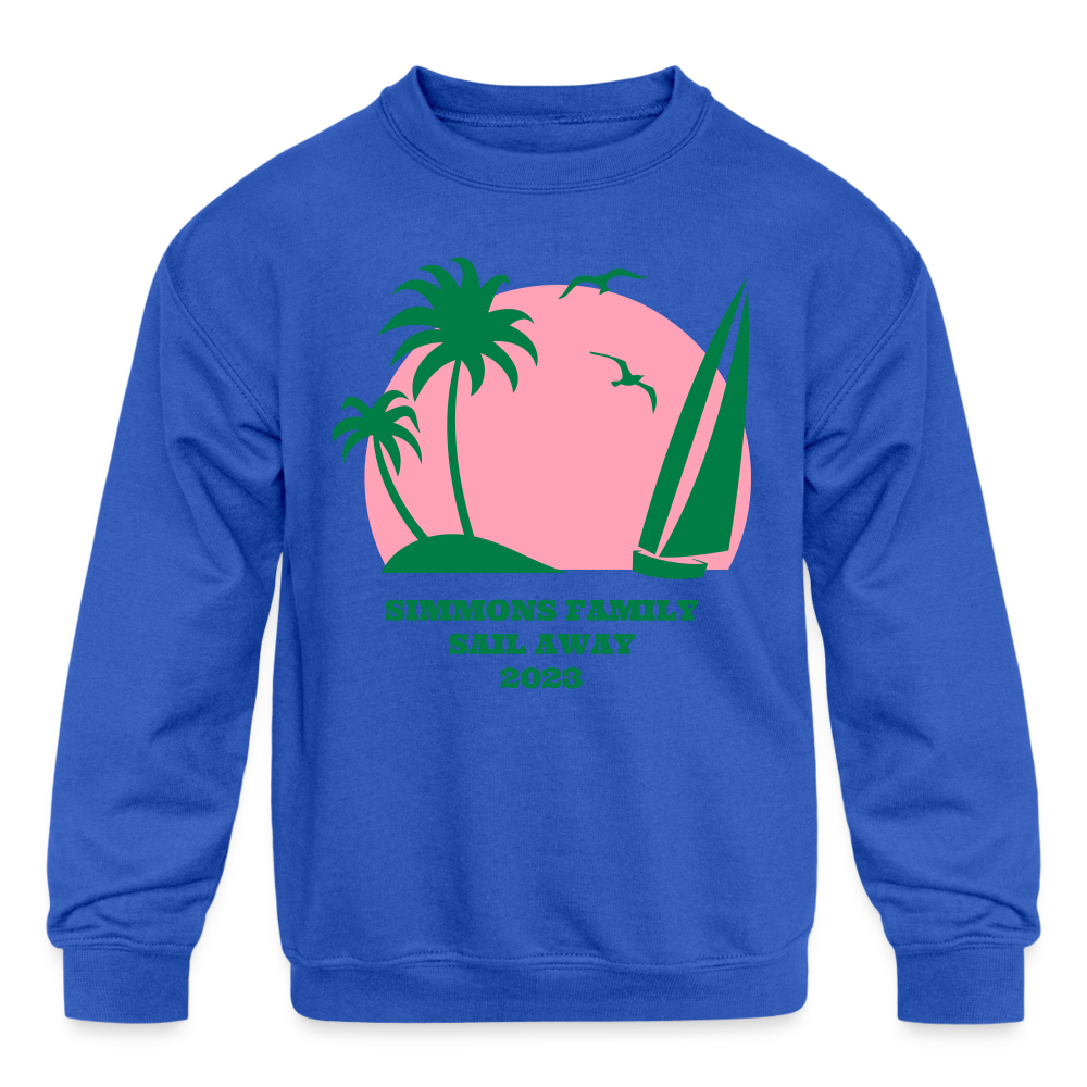 Simmons Family Sail Away Kids' Crewneck Sweatshirt - royal blue