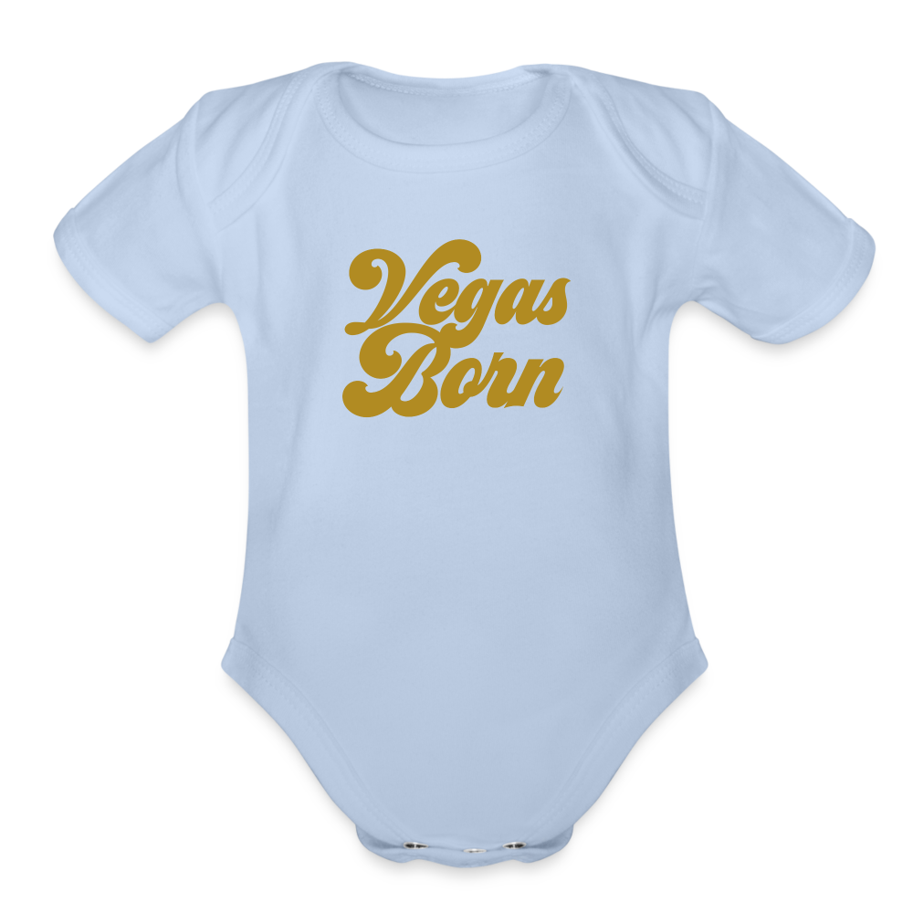 Vegas Born Organic Short Sleeve Baby Bodysuit - sky