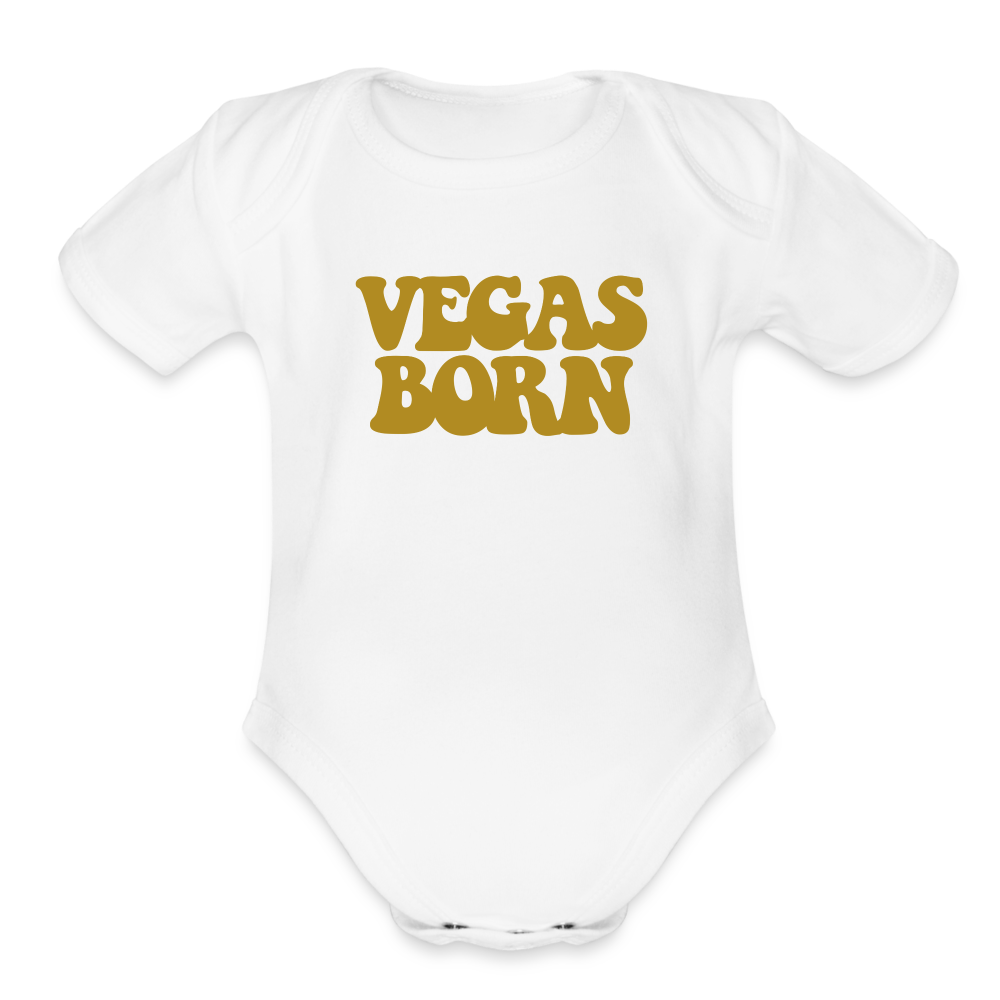 Vegas Born Organic Short Sleeve Baby Bodysuit - white