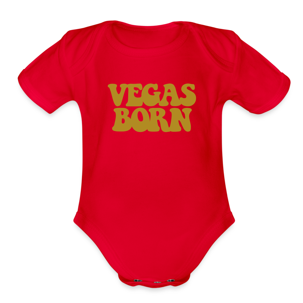 Vegas Born Organic Short Sleeve Baby Bodysuit - red