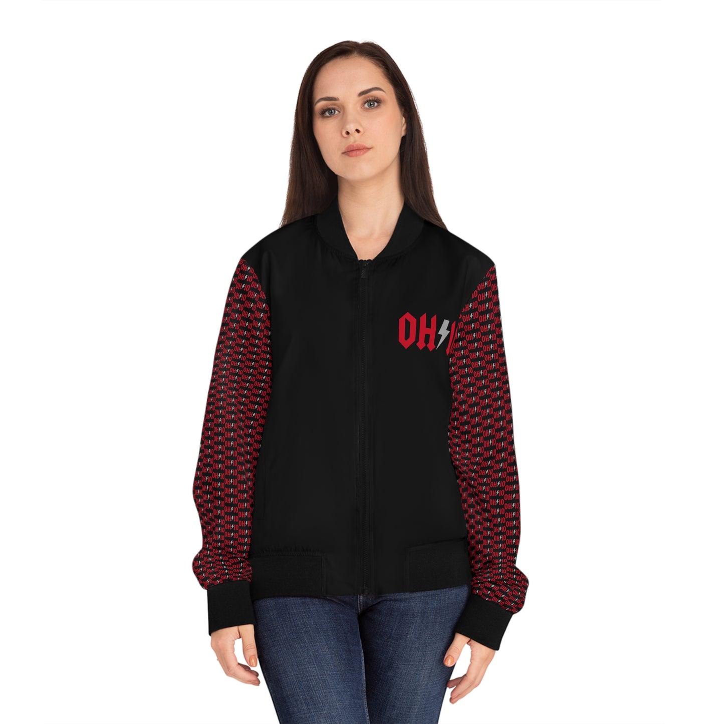 OH-IO Lightning Women's Bomber Jacket (AOP)