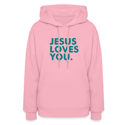 Jesus Loves You Women's Hoodie - classic pink
