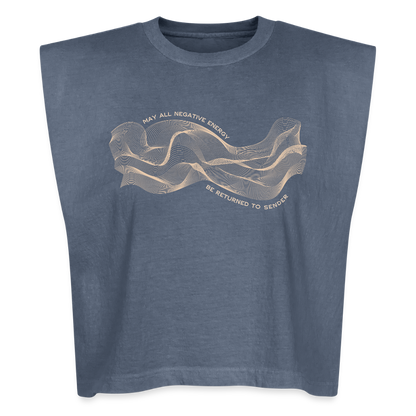 May All Negative Energy Be Returned to Sender American Apparel Women's Garment Dyed Muscle Tank - faded navy