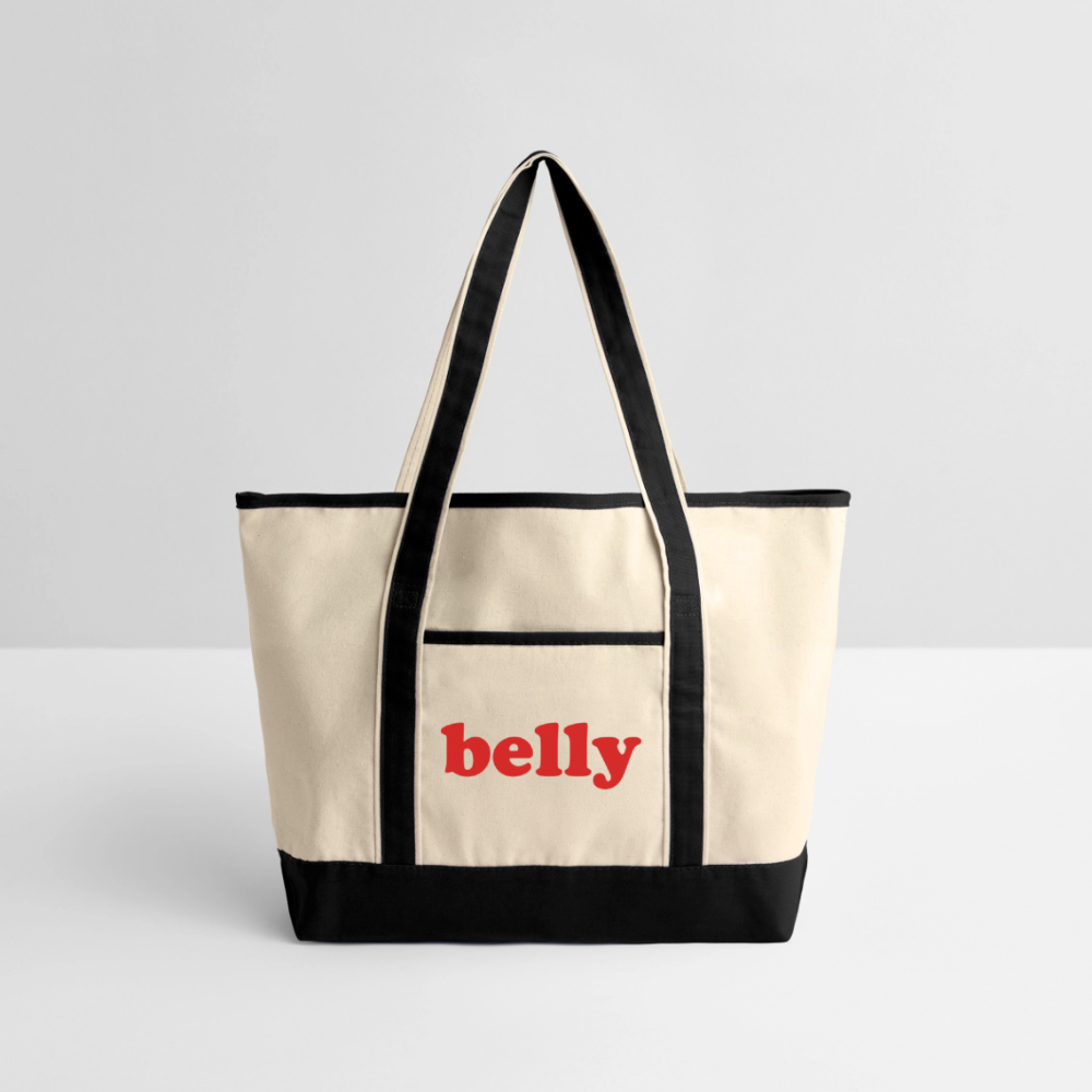 Personalized Large Canvas Deluxe Tote - Natural/French Navy
