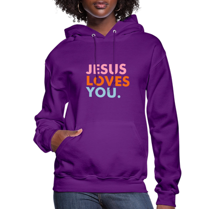 Jesus Loves You Women's Hoodie - purple