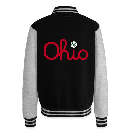 Ohio Script Ohio Against the World  Heavyweight Letterman Jacket - black/heather grey