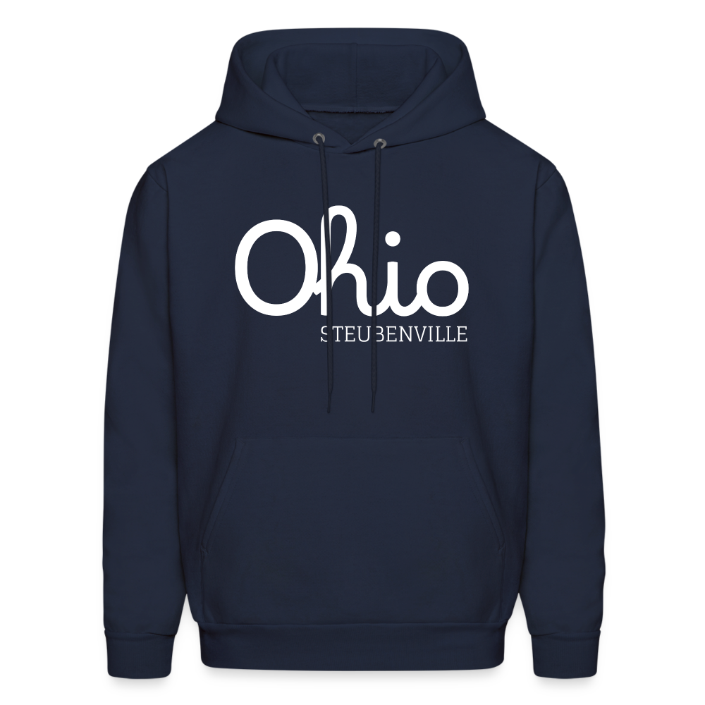 Customizable Steubenville (your hometown) Script Ohio Men's Hoodie - navy