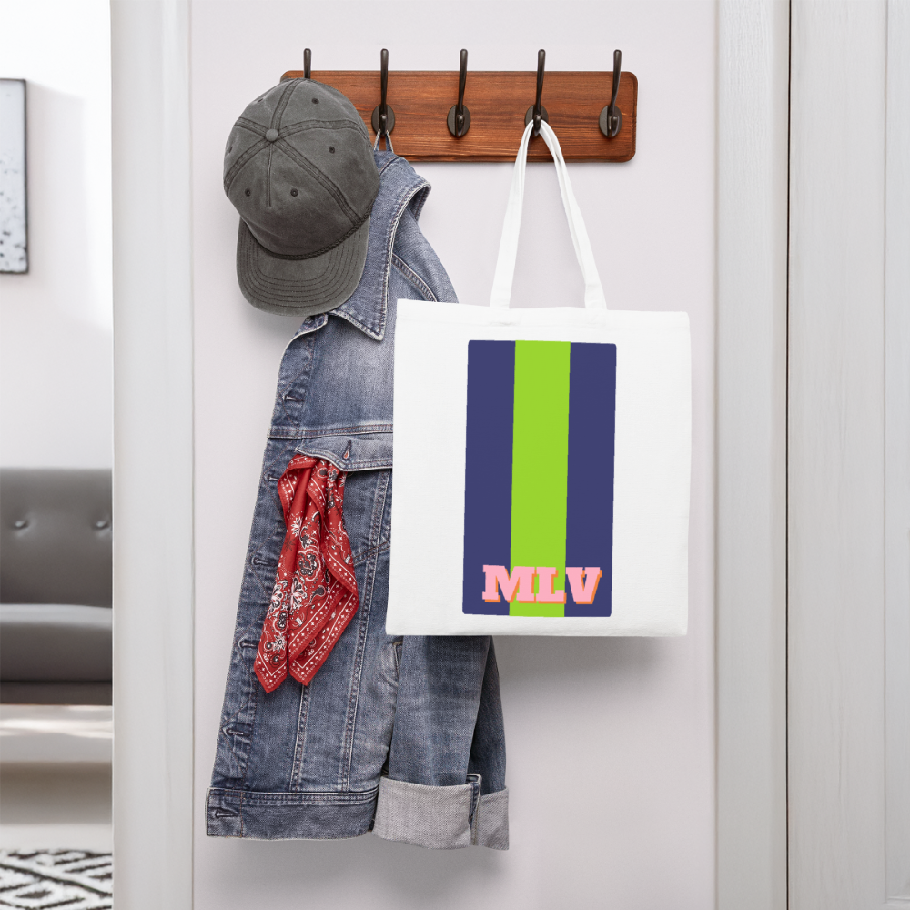 Monogrammed Stripe Recycled Tote Bag - white