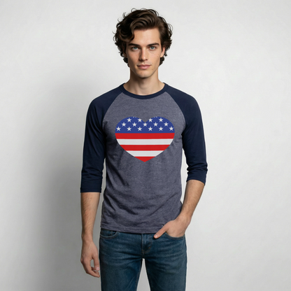 Baseball T-Shirt - heather blue/navy