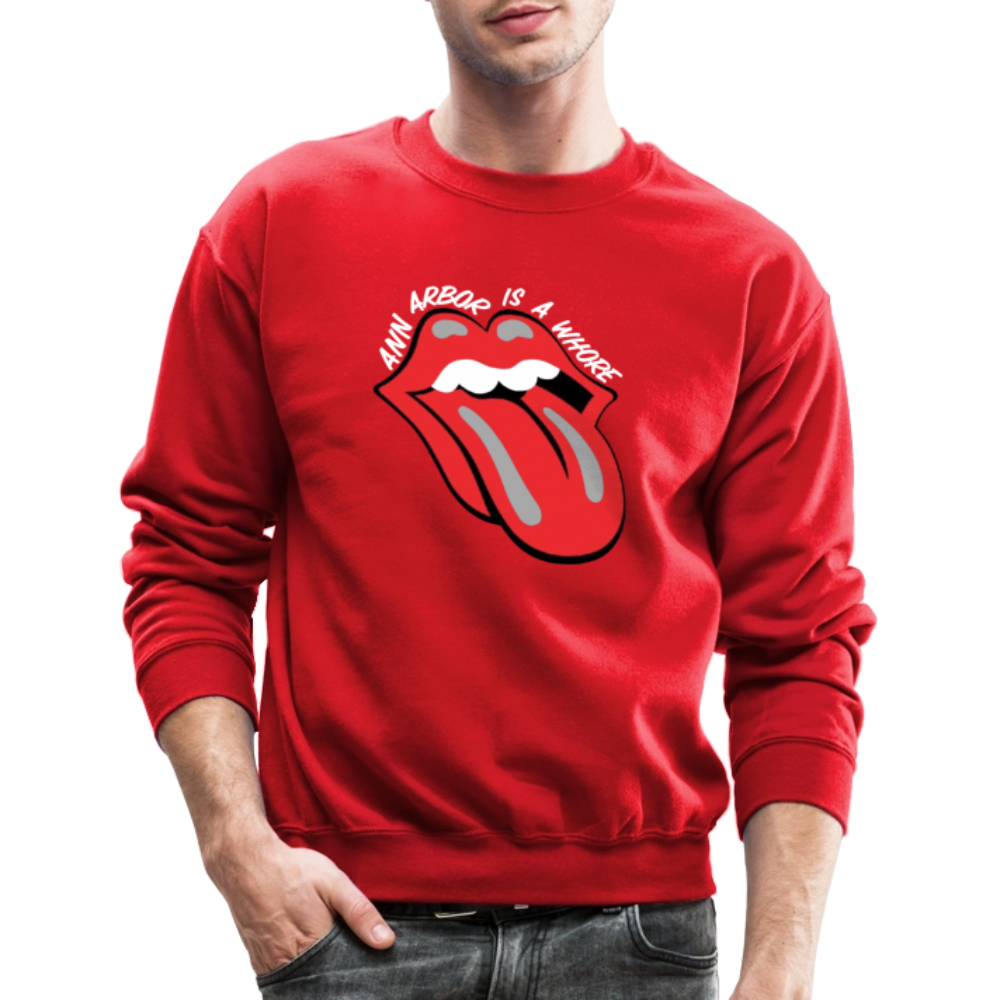 Ann Arbor is aWhore Crewneck Sweatshirt - red