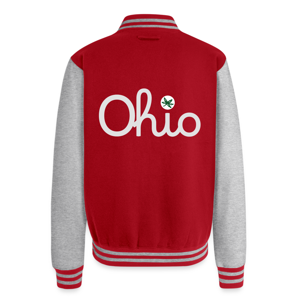 Ohio Script Ohio Against the World Heavyweight Letterman Jacket - red/heather grey