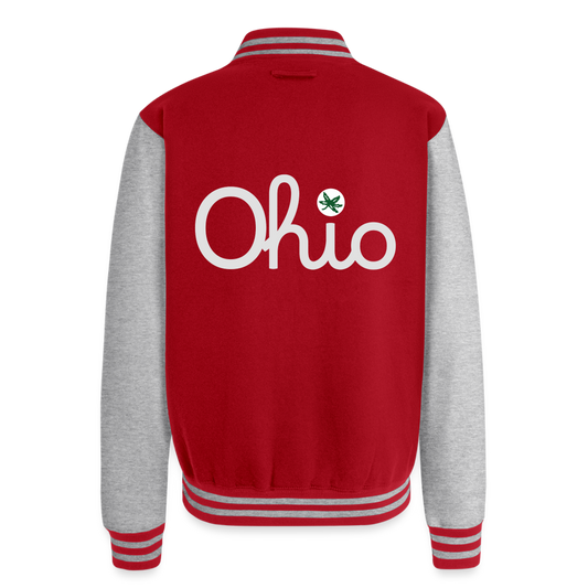 Ohio Script Ohio Against the World Heavyweight Letterman Jacket - red/heather grey