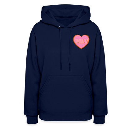 Monogrammed Initials Heart Women's Hoodie - navy