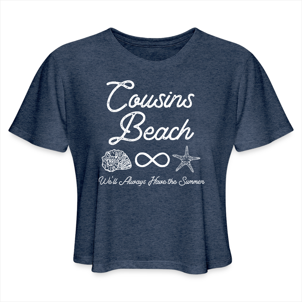Cousins Beach Women's Cropped T-Shirt - heather navy