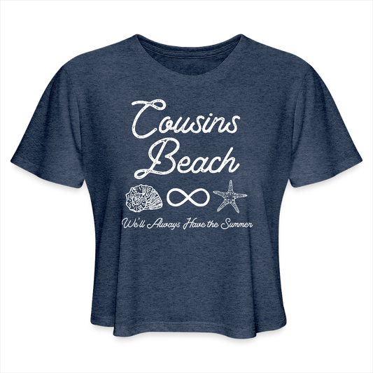 Cousins Beach Women's Cropped T-Shirt - heather navy
