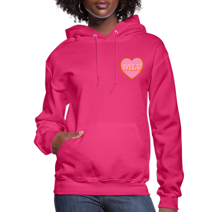 Monogrammed Initials Heart Women's Hoodie - fuchsia