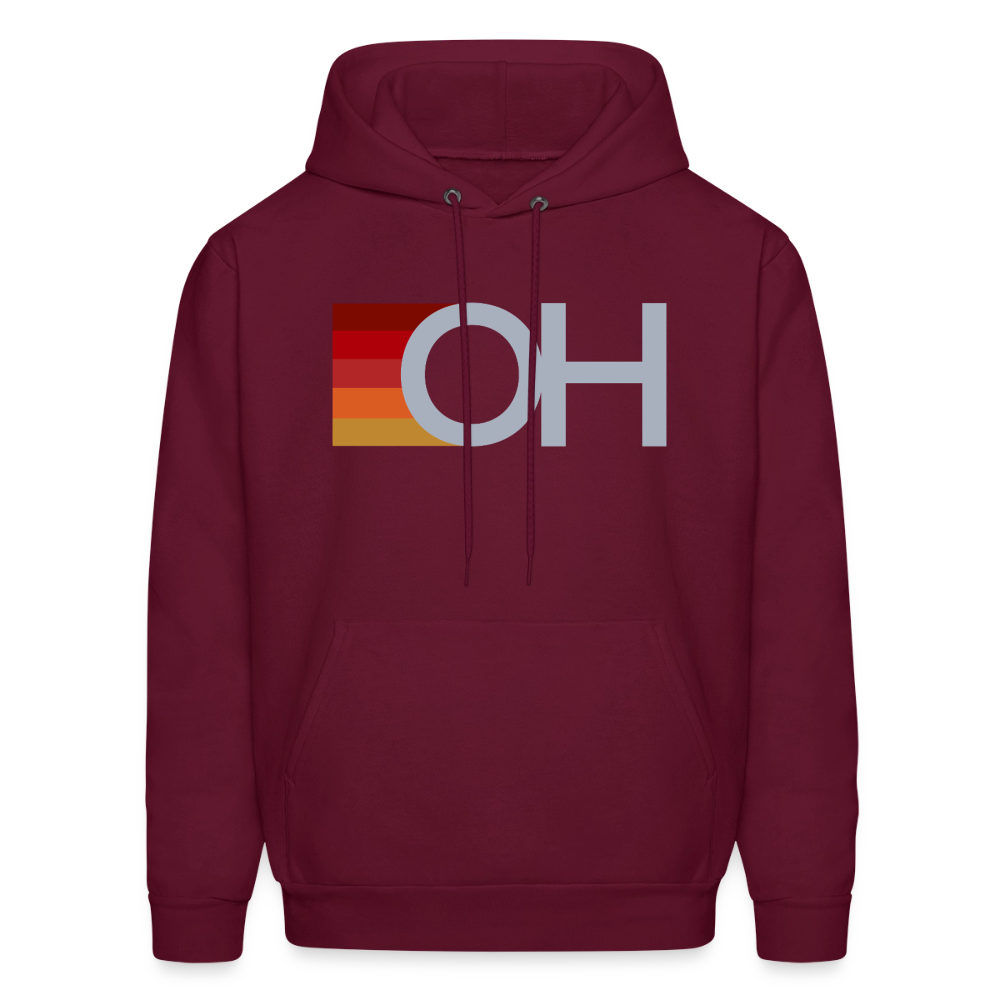 OH Rainbow Stripes Men's Hoodie - burgundy