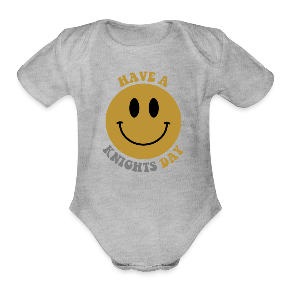 Have a Knights Day Vegas Hockey Organic Short Sleeve Baby Bodysuit - heather grey