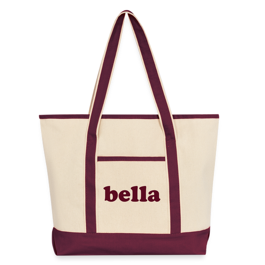 Personalized Large Canvas Deluxe Tote - natural/maroon