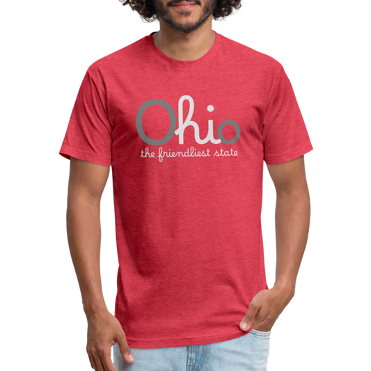 O hi o the friendliest state Fitted Cotton/Poly T-Shirt by Next Level - heather red