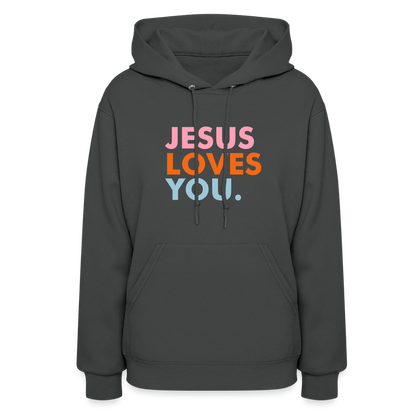 Jesus Loves You Women's Hoodie - asphalt
