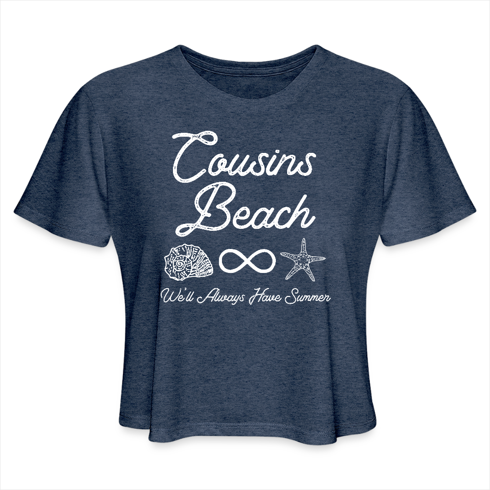 Cousins Beach Women's Cropped T-Shirt - heather navy