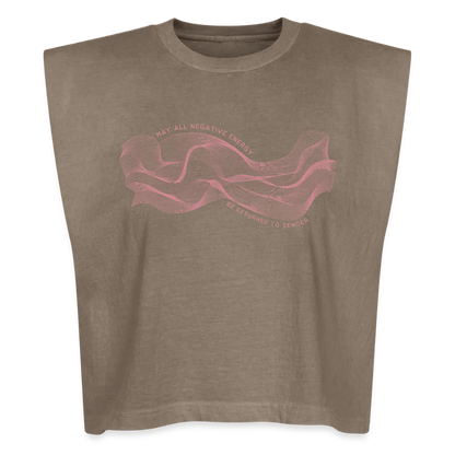 May All Negative Energy Be Returned to Sender American Apparel Women's Garment Dyed Muscle Tank - faded brown