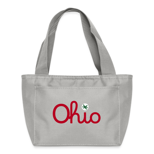 Script Ohio Recycled Insulated Lunch Bag - light gray