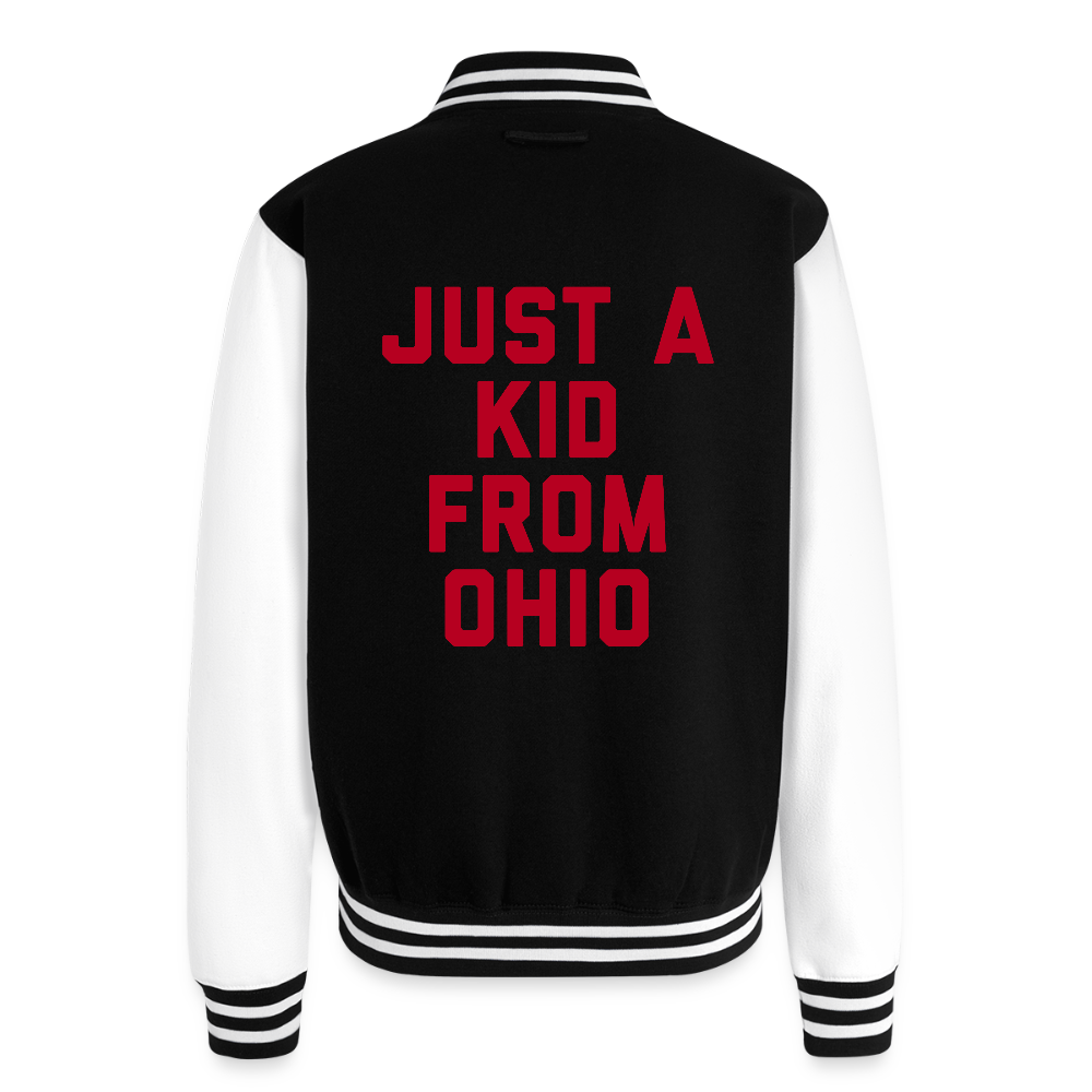 Just a Kid from Ohio Heavyweight Letterman Jacket - black/white