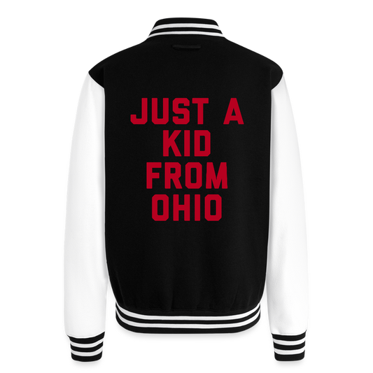 Just a Kid from Ohio Heavyweight Letterman Jacket - black/white